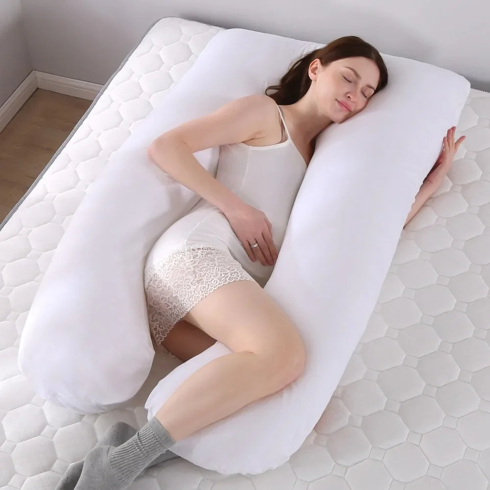 Pillow for Pregnant Women Four Seasons Universal Solid Color U-Shaped Cushion Waist Support Nursing Mother Long Body Pillow