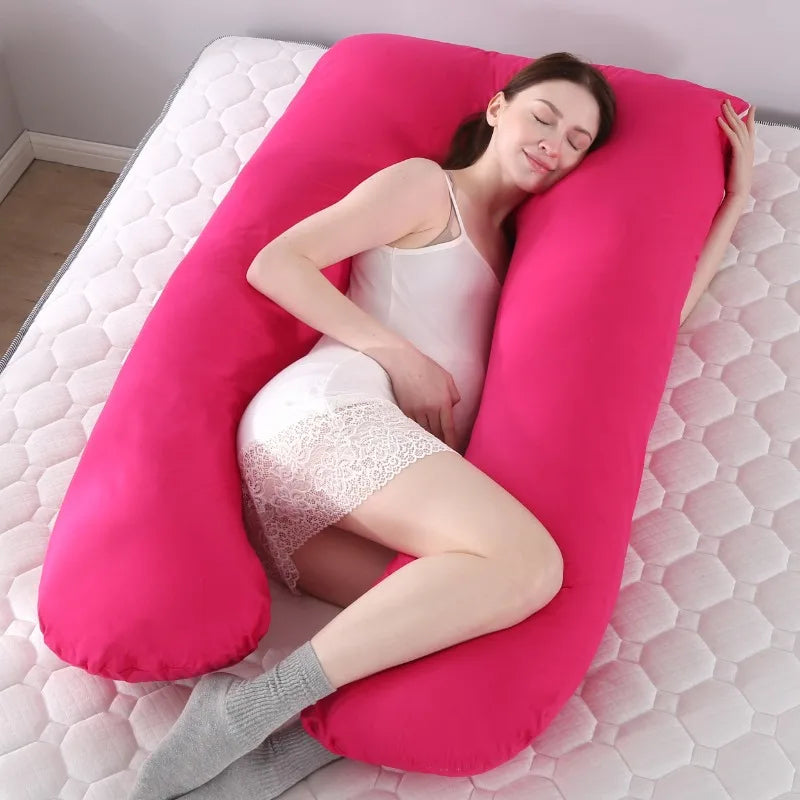 Pillow for Pregnant Women Four Seasons Universal Solid Color U-Shaped Cushion Waist Support Nursing Mother Long Body Pillow