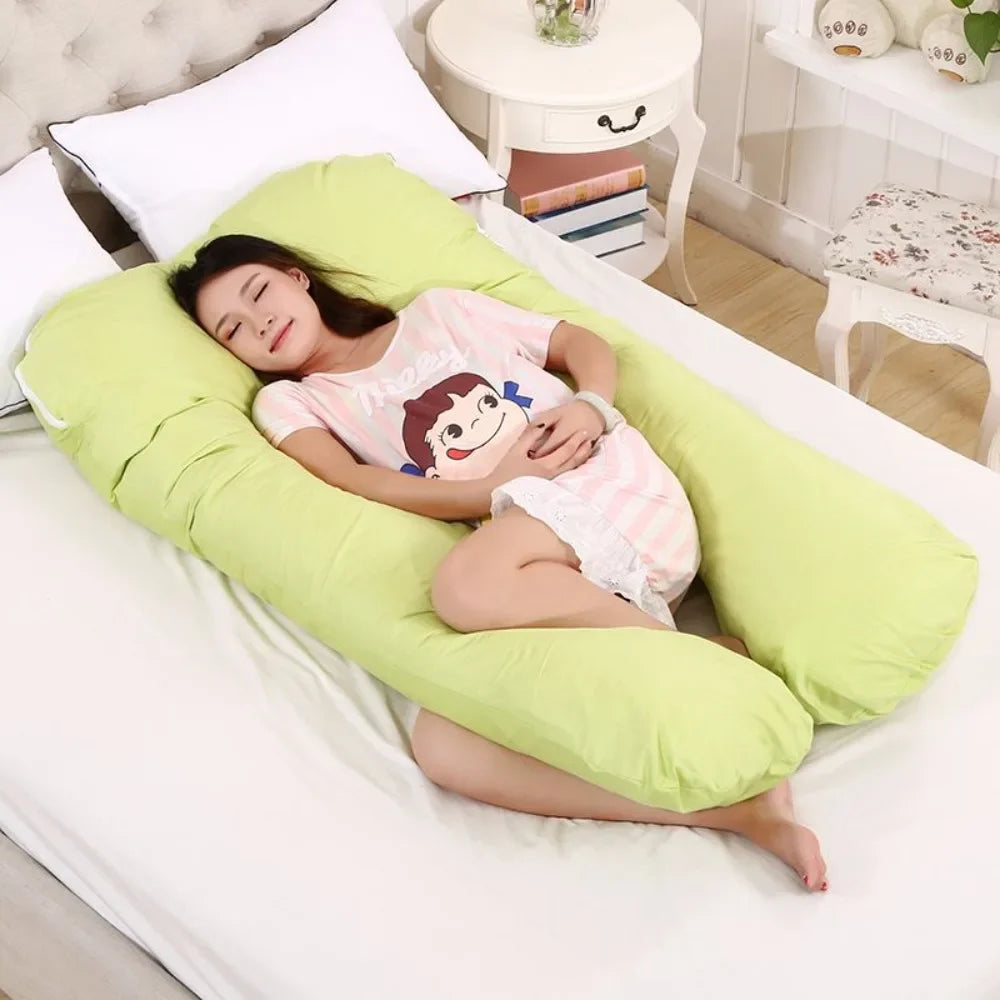Pillow for Pregnant Women Four Seasons Universal Solid Color U-Shaped Cushion Waist Support Nursing Mother Long Body Pillow