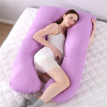 Pillow for Pregnant Women Four Seasons Universal Solid Color U-Shaped Cushion Waist Support Nursing Mother Long Body Pillow